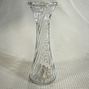 Vintage Brody Co. Clear Glass Bud Vase 152 6" Tall  Swirl Ribbed Pattern USA